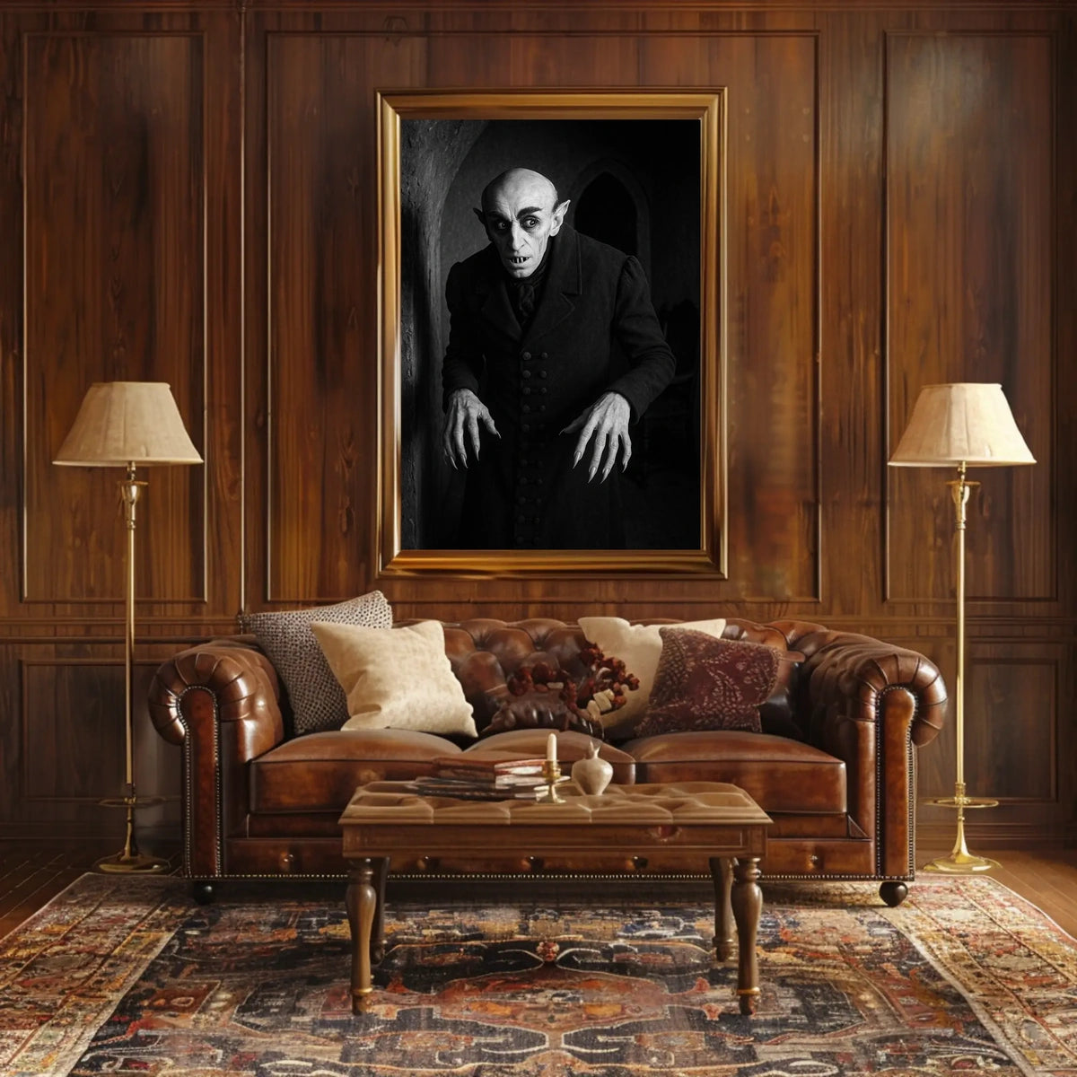 Vampire Gothic Expressionist Horror Nocturnal Stone Archway Masterpiece Vintage Cinema Noir Enigma Silhouette Poster