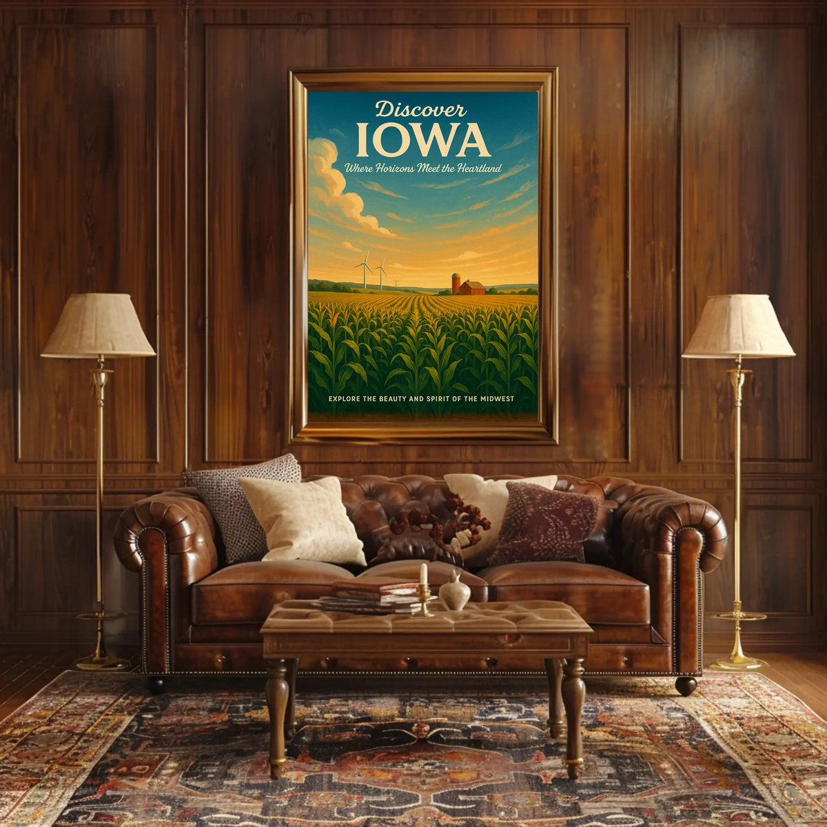 Iowa's Scenic Beauty Landscape Vintage Midwest Poster