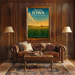 Iowa's Scenic Beauty Landscape Vintage Midwest Poster