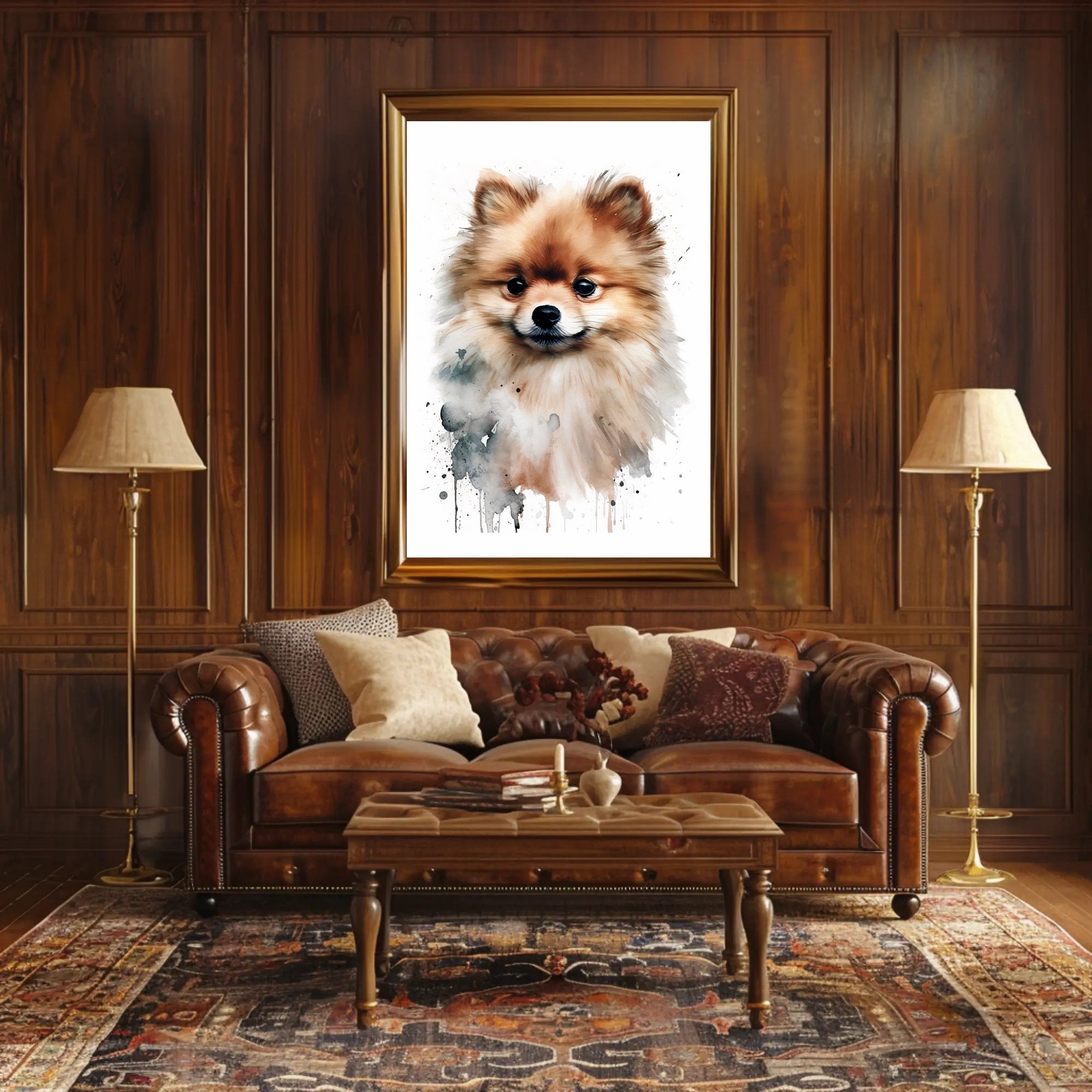 Pomeranian Watercolor Poster Wall Art Print