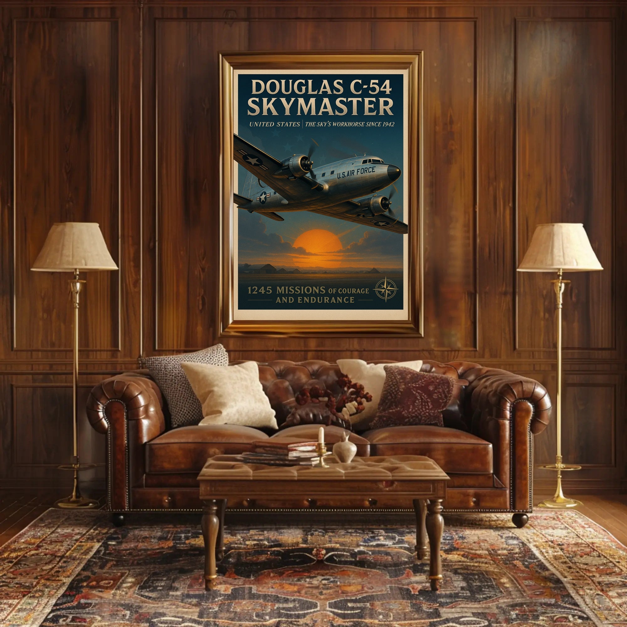 Douglas C-54 Skymaster Aviation Poster Vintage Print