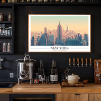 New York City Skyline Illustration Poster Modern Wall Art