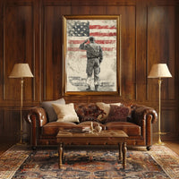 Honoring American Veteran Saluting Flag Scene Poster