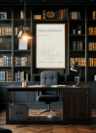 Philadelphia Iconic Landmarks Styled Cultural Heritage Poster