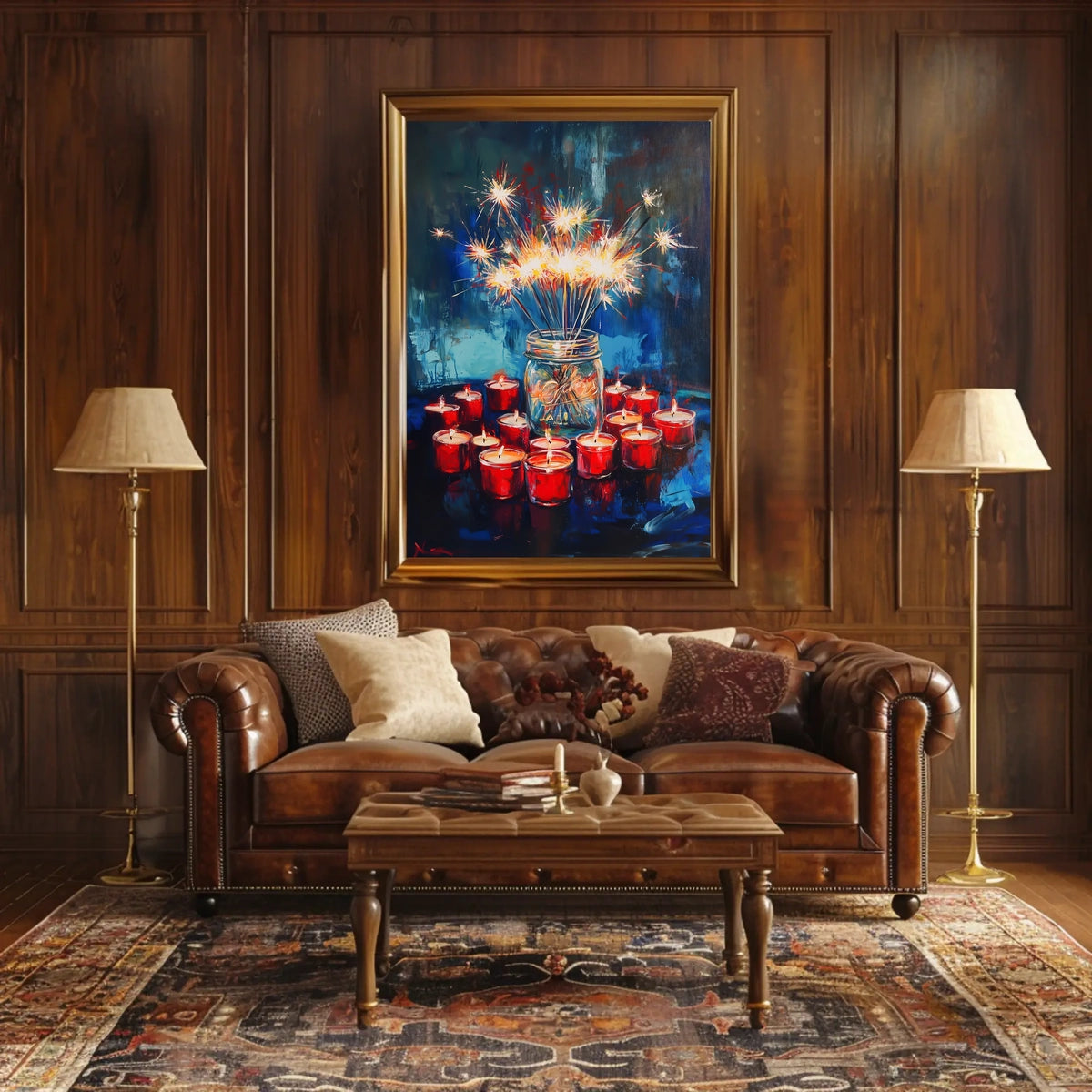 Glowing Sparkler Bouquet In Mason Jar Centerpiece Poster