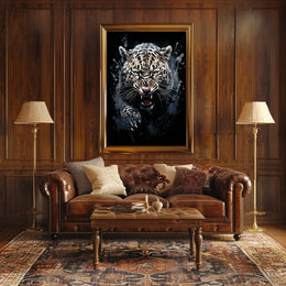 Fierce Leopard Art Poster: Dynamic Wild Energy