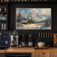Winter Cabin Retreat: Serene Landscape Art Print