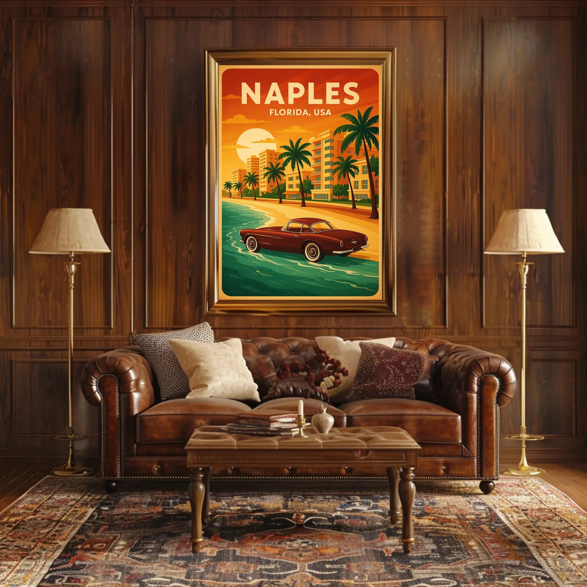 Naples Florida Vintage Travel Poster