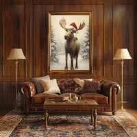 Festive Moose In Winter Wonderland Poster