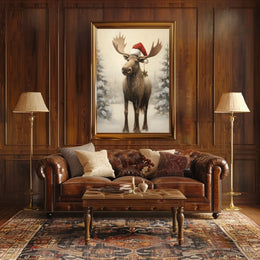 Festive Moose In Winter Wonderland Poster