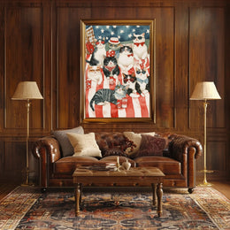 Patriotic Cats Relaxing On American Picnic Blanket Poster
