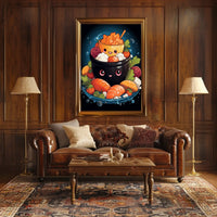 Whimsical Smiling Bowls Art Print - Abstract, Artistic, or Pop Culture Poster