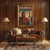 Richmond Kentucky Clock Tower Cultural Heritage Vintage Americana Nostalgic Townscape Poster
