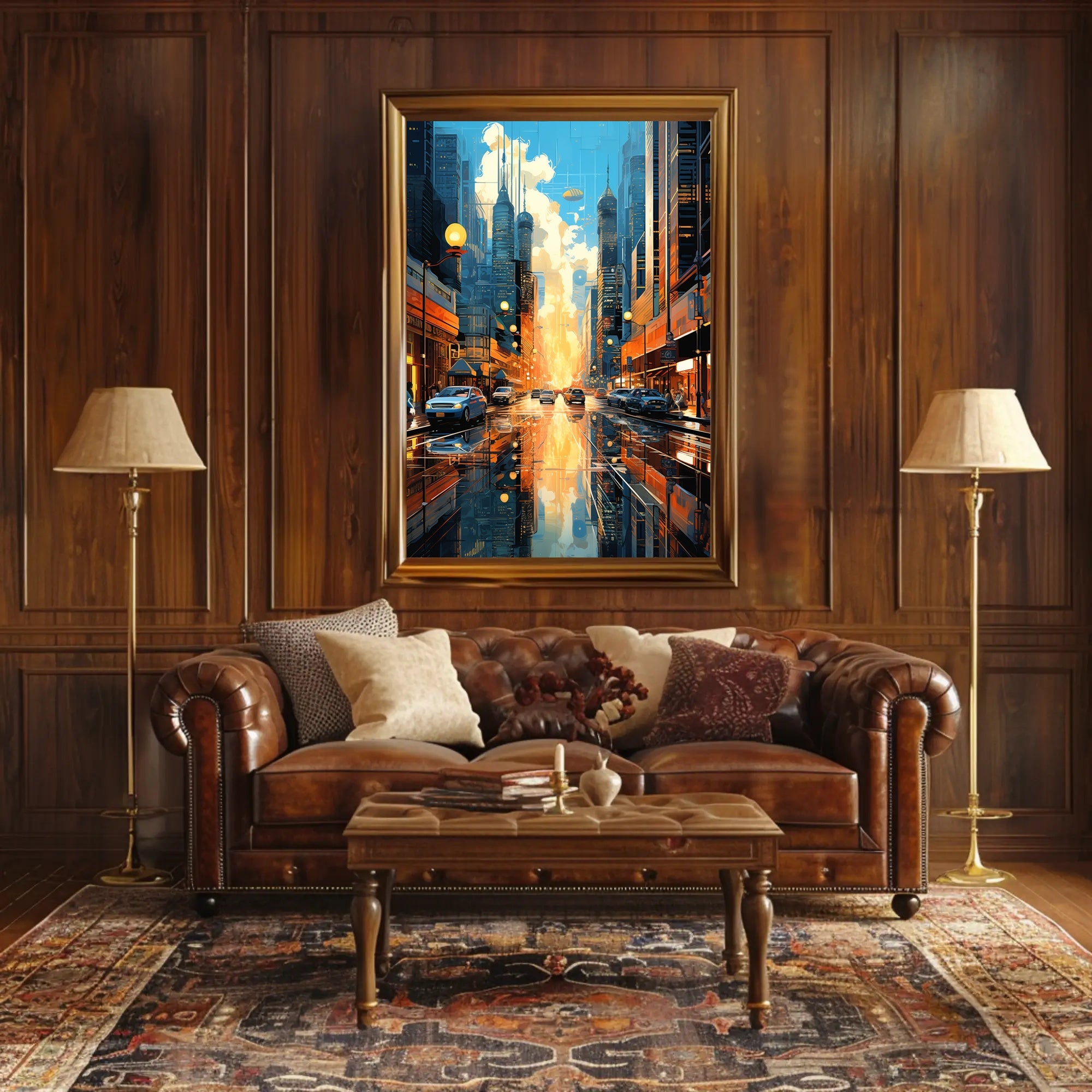 Futuristic Cityscape with Floating Vehicles Sci-Fi Poster
