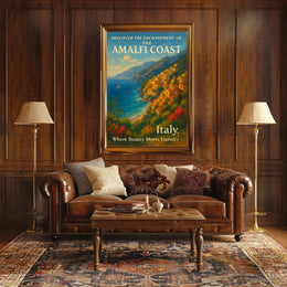Amalfi Coast Romantic Seascape Art Poster Print