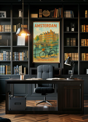 Amsterdam Netherlands Bike Canal Charm Travel Poster
