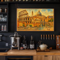Rome Cityscape Italy Travel Watercolor Realism Heritage Architecture Wanderlust Decor Poster