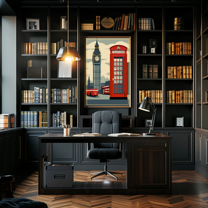 London Red Phone Booth Big Ben Travel Poster