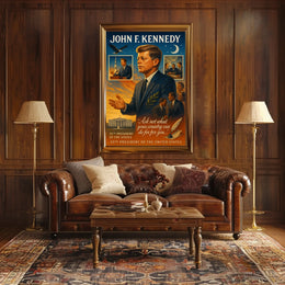 John F. Kennedy Vintage Patriotic Leadership Poster
