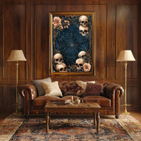 Gothic Skull and Roses Artistic Decor Poster