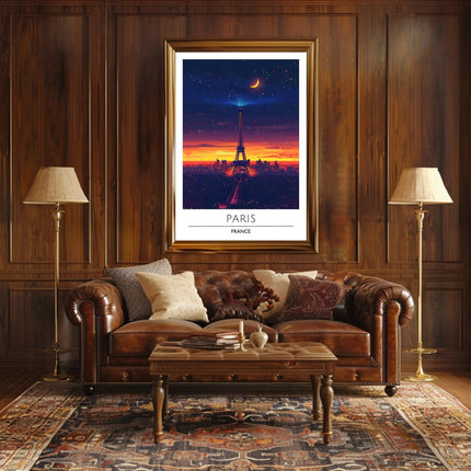 Enchanting Paris Sunset with Eiffel Tower Travel Poster
