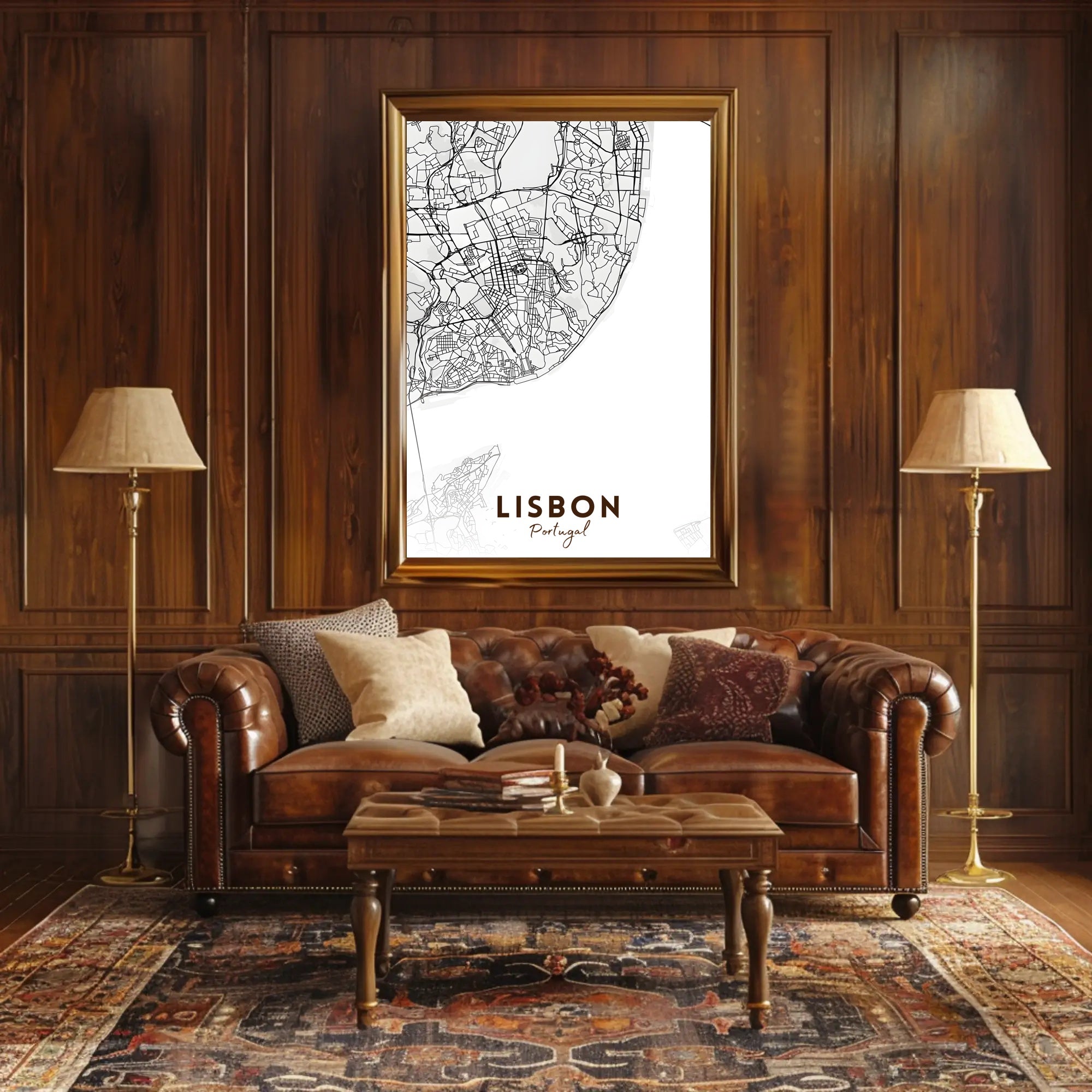Lisbon Modern Minimalist Map Art Print Urban or Cityscape Poster