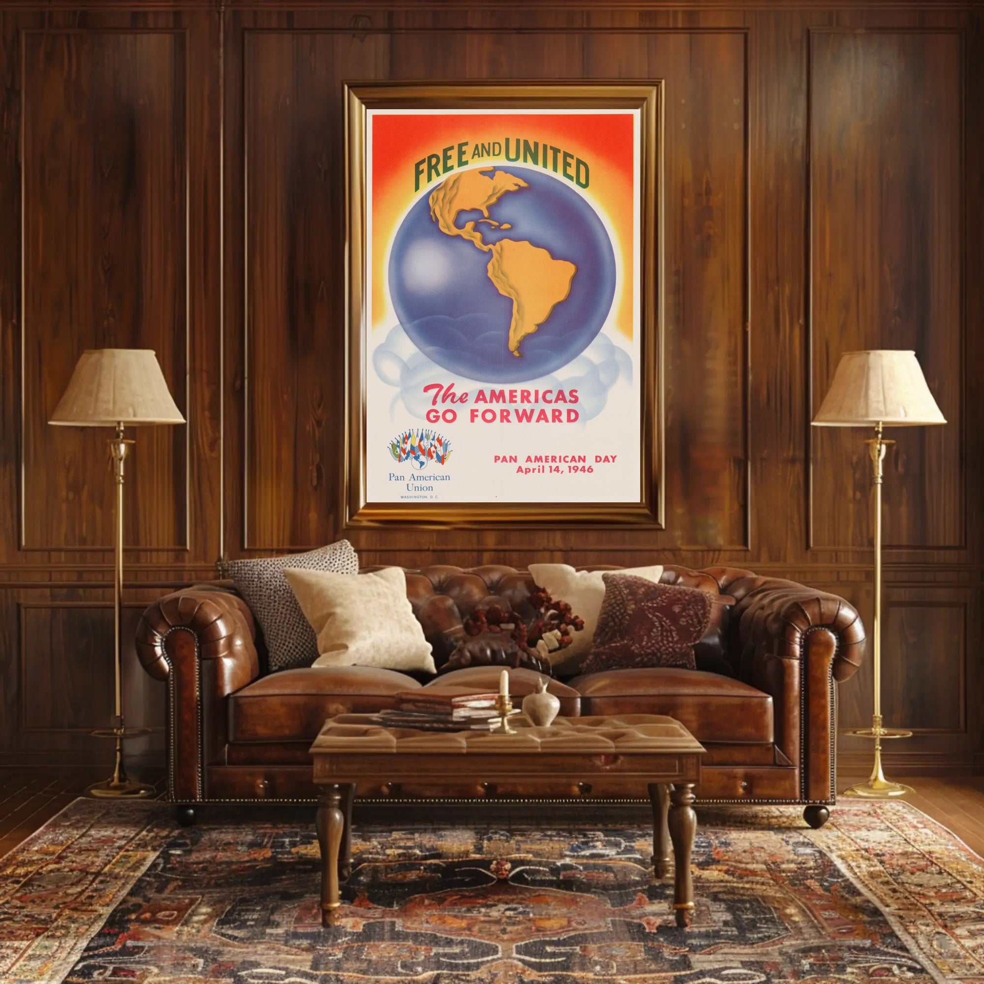 Free and United: Pan American Day Poster PosterGoat