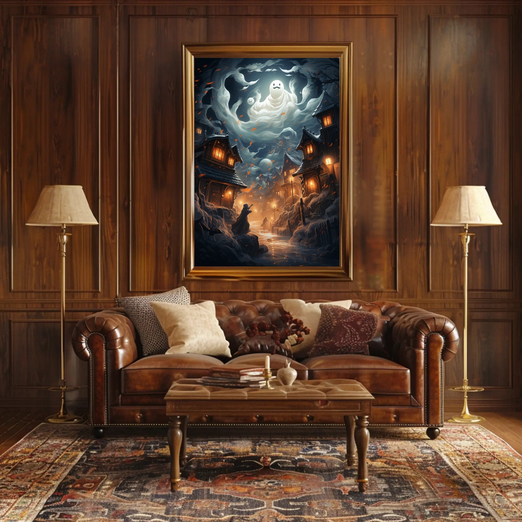 Enchanted Village Under Ghostly Skies Poster