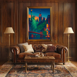 Statue Of Liberty New York Cityscape Poster Modern Wall Art