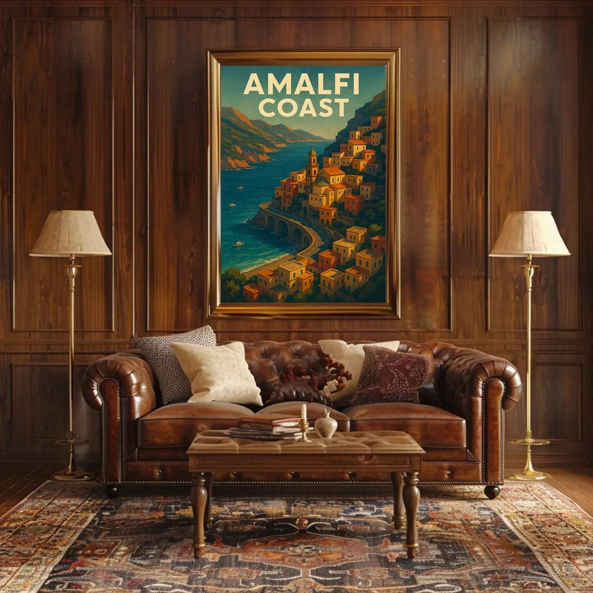 Amalfi Coast Poster 18x24 Wall Art for Coastal Decor Home