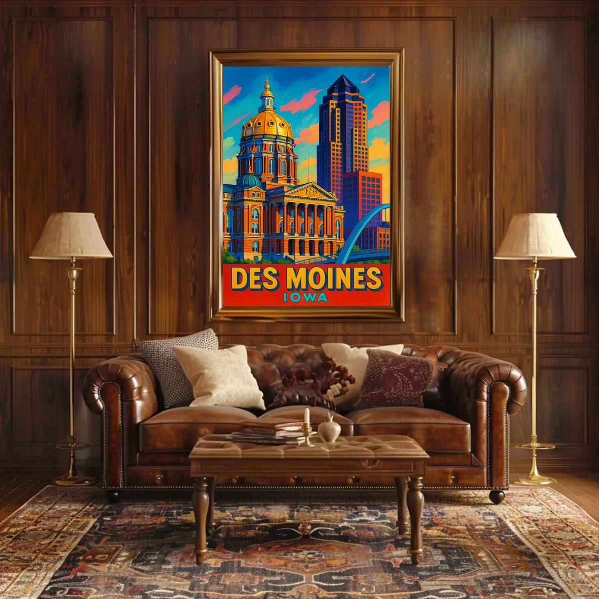 Des Moines, Iowa Vibrant Cityscape Poster