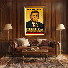 Ronald Reagan 40th President of the United States Inked Comic Style Poster
