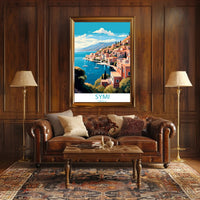 Vibrant Coastal Town Travel Poster