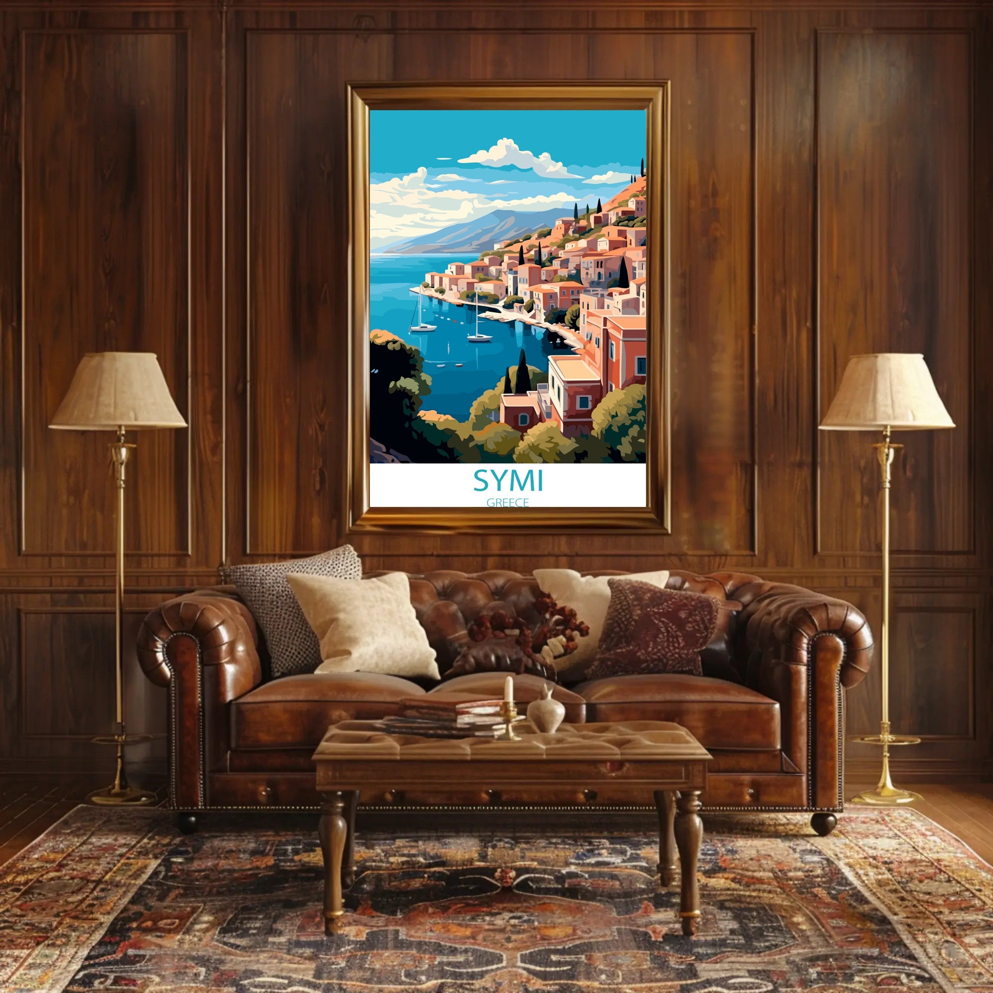 Vibrant Coastal Town Travel Poster