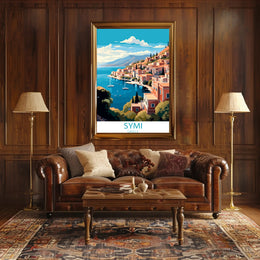 Vibrant Coastal Town Travel Poster