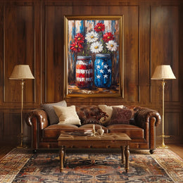 Mason Jars Painted In American Flag Colors Wall Poster