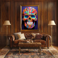 Vibrant Skull Art Poster PosterGoat