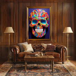 Vibrant Skull Art Poster PosterGoat