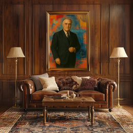 Roosevelt Portrait on Abstract Background: Historical or Presidential Poster