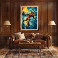 Dashing Deer on Ice: Abstract Sports Poster