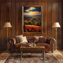 Vibrant Tuscan Countryside Landscape Artistic Poster