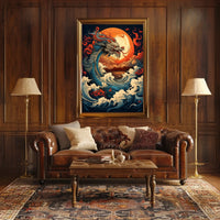 The Majestic Dragon And The Fiery Moon Poster
