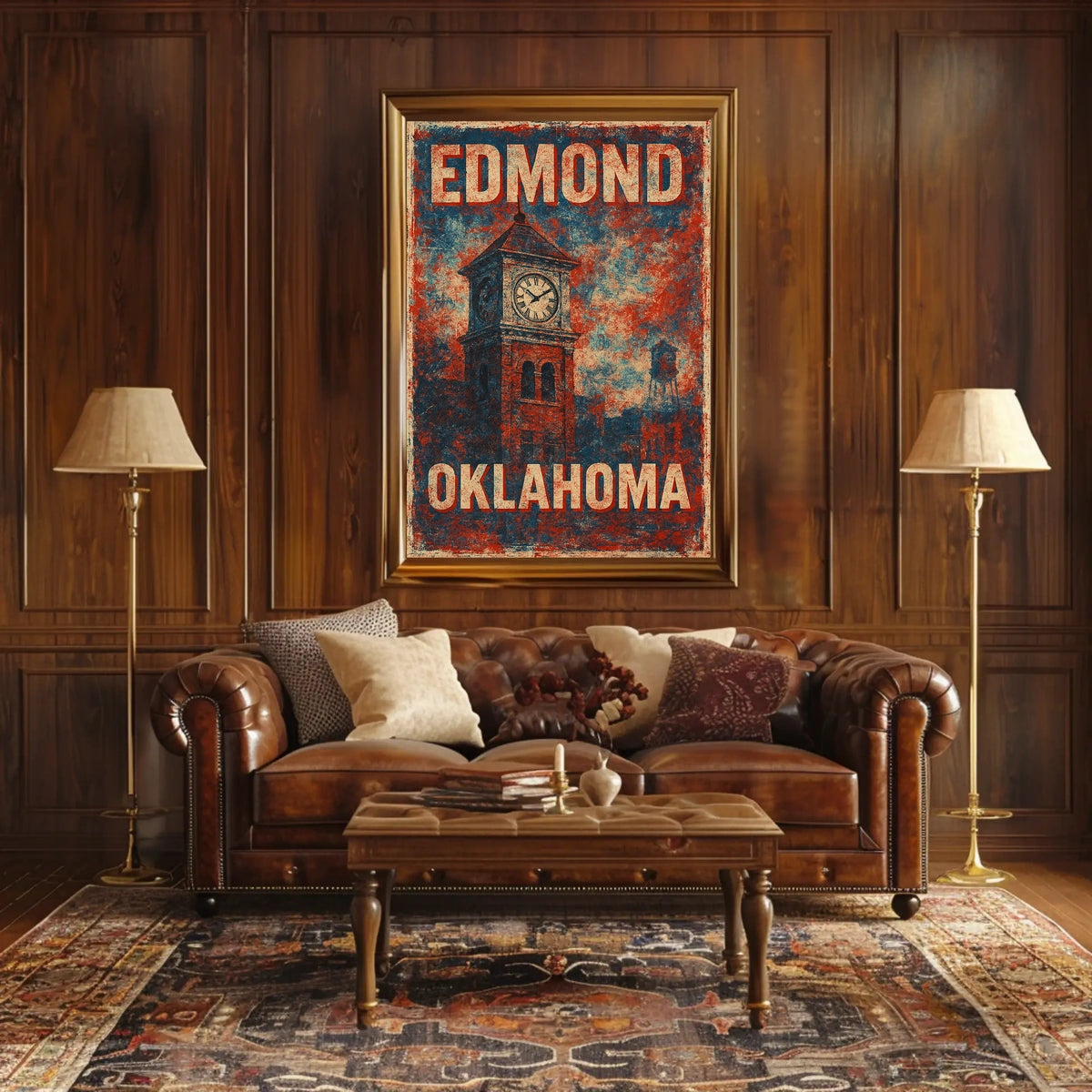 Edmond Oklahoma Cityscape Vintage Travel Souvenir Poster