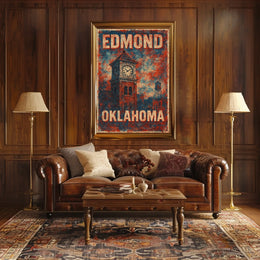 Edmond Oklahoma Cityscape Vintage Travel Souvenir Poster