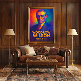 Woodrow Wilson 28th President of the United States Neon Gradient Overlay Poster