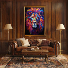 Bold Modern Lion Art Poster with Abstract, Artistic Flair