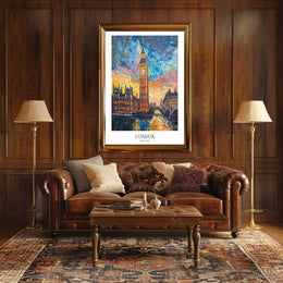 London Sunset Cityscape with Big Ben Urban or Cityscape Poster PosterGoat