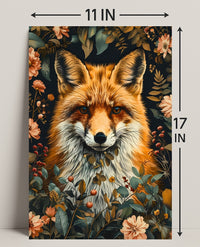 Fox Among Blossoms: Detailed Wildlife Art Animal Poster