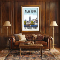 Empire State Building New York City Poster Vintage Travel