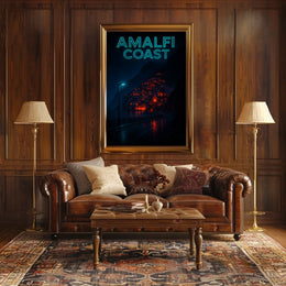 Amalfi Coast At Night Poster Wall Art Print Gallery Quality